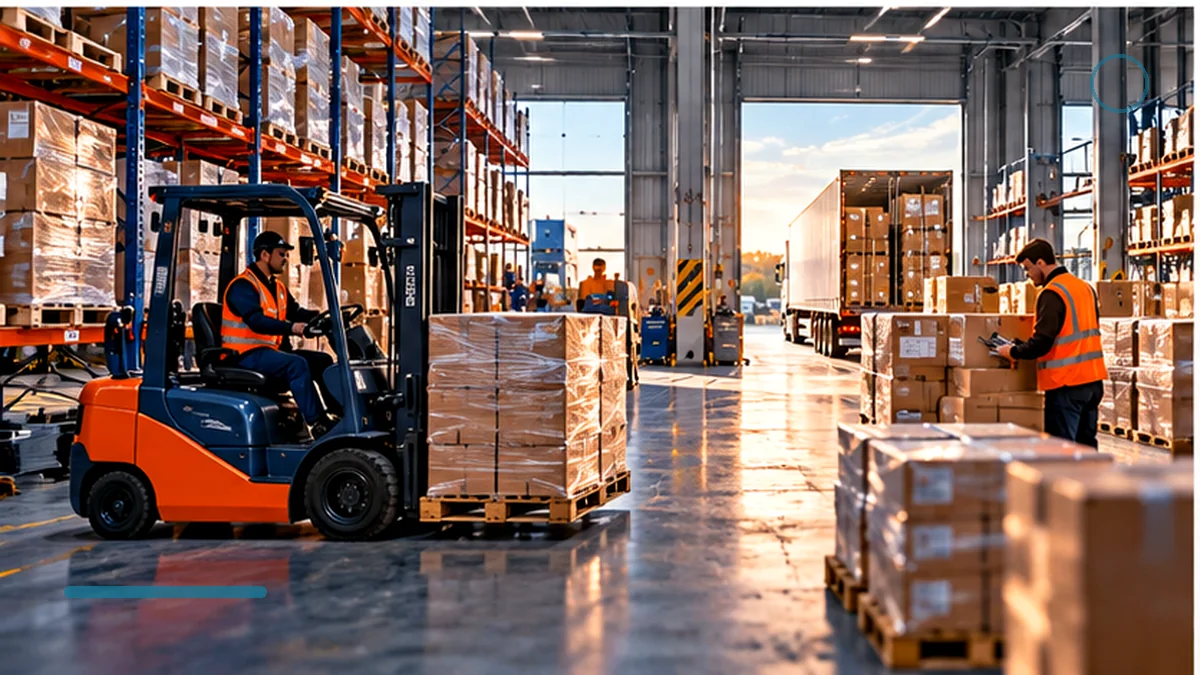 Manutention de palettes en entrepôt et marchandises à contrôler