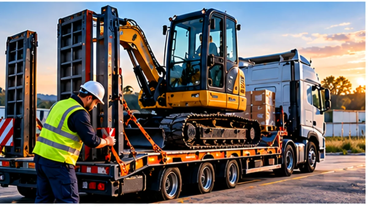 Porte-engins de transport de matériel de chantier et préparation du chargement